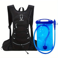 Leichter Sportrucksack – atmungsaktiv und wasserabweisend, ideal zum Joggen und Wandern – Schwarz (mit 1-Liter-Flüssigkeitsblase)