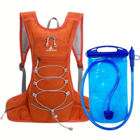 Leichter Sportrucksack – atmungsaktiv und wasserabweisend, ideal zum Joggen und Wandern – Orange (mit 1 Liter Flüssigkeitsblase)