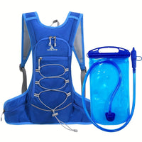 Leichter Sportrucksack – atmungsaktiv und wasserabweisend, ideal zum Joggen und Wandern – Blau (mit 1 Liter Flüssigkeitsblase)