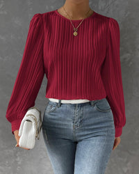 Lena | Elegantes Langarm Top mit Rundhalsausschnitt – Bordeaux