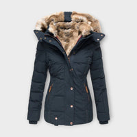 Emine - Kuscheliger Fell-Futter Mantel – Blau