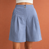 Hoch taillierte, weite Shorts für Damen mit eleganter Passform | Zafina – Hellblau