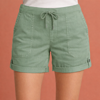 Lässige Damen Shorts mit Kordelzug und umgeschlagenem Saum | Zelina – Hellgrün