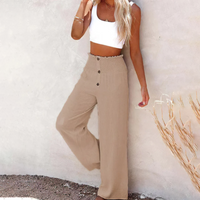 Stella - Hohe lockere Hose – Hellbeige