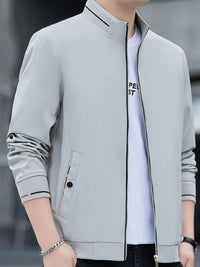 Irefina | Herren Casual Zip Up Windbreaker Jacke, Semi-formal Stand Kragen Jacke – Hellblau