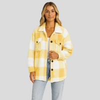 Lorren | Gemusterte Jacke mit Knopfleiste für Herbst & Winter – Gelb