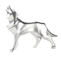 LupoForm – Geometrische Ulvenstatue mit scharfkantigem Design für moderne Räume – Silber