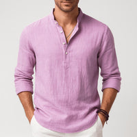 Sven | Herren Sommer Leinen Henleyshirt – Helllila