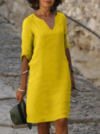 FELINE - GERADE GESCHNITTENES KLEID – Gelb
