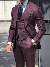 Moderner Slim Fit Hochzeitsgast Anzug Für Herren | 3-Teilig – Bordeaux