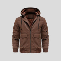 Gottlieb® | Kapuzenlederjacke – Braun