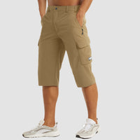 Sommer Cargo Short für Herren - Luftige 3/4 Kurze Hose mit Seitentaschen für Outdoor – Khaki