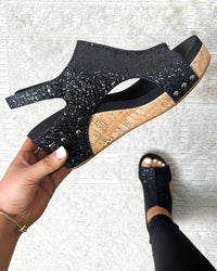 Mara - Brillante orthopädische Sandalen – Schwarz