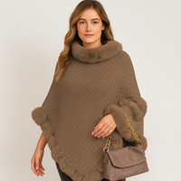 Maribeth | Cardigan mit Kunstpelzbesatz und asymmetrischem Saum – Khaki