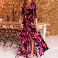Jillian | Elegantes Maxi-Wickelkleid – Schwarz