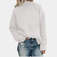 Damen Pullover | Strick warm mit Stehkragen – Weiß