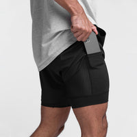 Tyler - Bequeme Fitness Shorts – Schwarz Schwarz Futter
