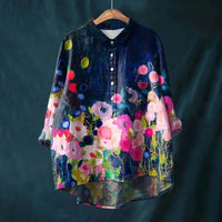 Michelle | Vintage Puff Langarmbluse – Blumenabend