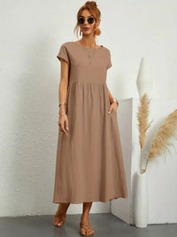 Keiraen - Elegantes Soft-Touch-Kleid – Khaki