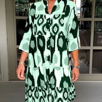 Ovida - Elegantes bedrucktes Kleid – Grün