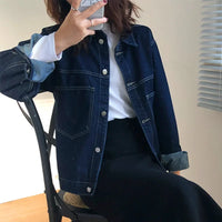 Jeansjacke für Damen – Leichte Sommer-Denimjacke mit Knöpfen – Dunkelblau