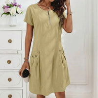 Monica™| Bequemes Sommerkleid – Khaki