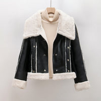 Reimira | Kuschelige und stilvolle Lederjacke mit warmem Fellfutter – Schwarz