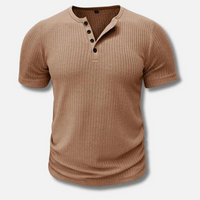 Herren Muscle Fit Kurzarm Henley T-Shirt – Khaki