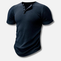 Maximilian | Herren figurbetontes Knopfleisten Shirt – Blau