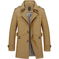 Herren Wollmantel in Premium-Qualität - Eleganter Doppelreiher Wintermantel – Dunkelbraun