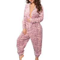Kuscheliger Damen Fleece Weihnachts-Overall | Warm & Gemütlich – Dunkelrosa