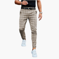 Karierte Business Herren Chinohose – Khaki