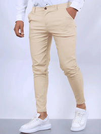 LENNARD - SLIM FIT ELASTISCHE HOSE – Khaki