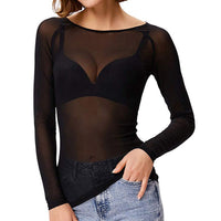 Nadine | Elegantes Mesh Ausgeh Top – Schwarz