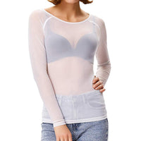 Nadine | Elegantes Mesh Ausgeh Top – Weiß