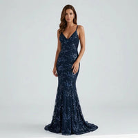 Alina | Damen Rückenfreies Festliches Kleid – Blau