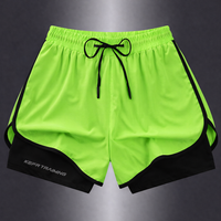 Geometrische Sportshorts für Damen – Stylisch und atmungsaktiv für Fitness und Laufen – Neongrün