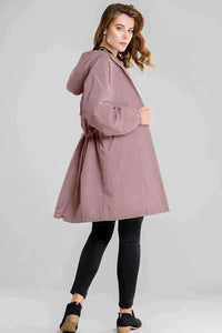Wiebke | Damen Lässig Knopfverschluss Lange Regenjacke – Rosa