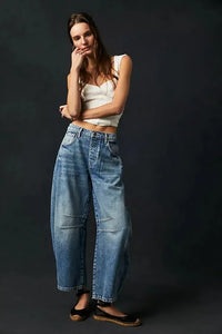 Damen Lässige Leichte Jeans | Niedrigbau – Dunkelblau