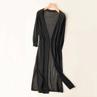 Christina | Damen Lange Leichte Strickjacke – Schwarz