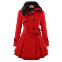 Yin | Schicker Trenchcoat mit veganem Pelz – Rot