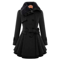 Yin | Schicker Trenchcoat mit veganem Pelz – Schwarz