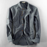 Frank | Herren Japanisches Button Hemd – Grau