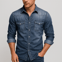 Patrick | Herren Jeanshemd mit Taschen – Blau