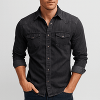 Peter | Herren Klassisches Jeanshemd – Schwarz
