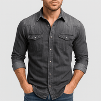 Peter | Herren Klassisches Jeanshemd – Grau