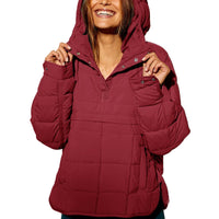 Tatiana | Pufferpullover – Bordeauxrot