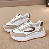Damen Sportliche Sneakers mit modischer Profilsohle und atmungsaktivem Obermaterial – Hellbraun