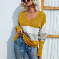 GRENZÜBERSCHREITENDER V-AUSSCHNITT PULLOVER | MODERNER STIL, KOMFORTABEL, VIELSEITIG – Gelb