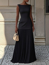 Serena - Faltenmaxikleid – SCHWARZ
